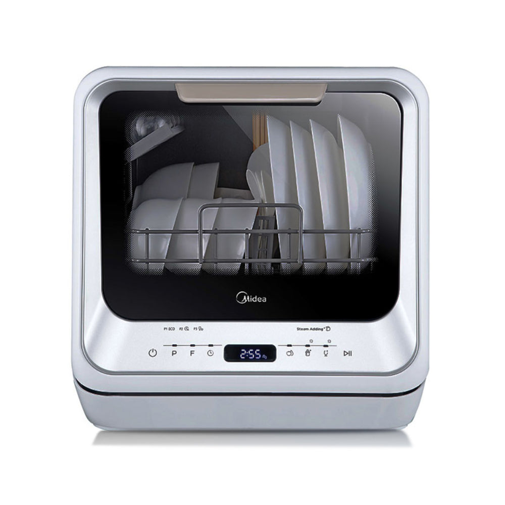 MIDEA Mini Dishwasher Benchtop touch control 1-24 hours delay LED display MDWMINIS-SILVER-K